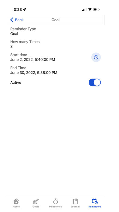 Emulate iPhone app Motiva Goals using MyAndroid