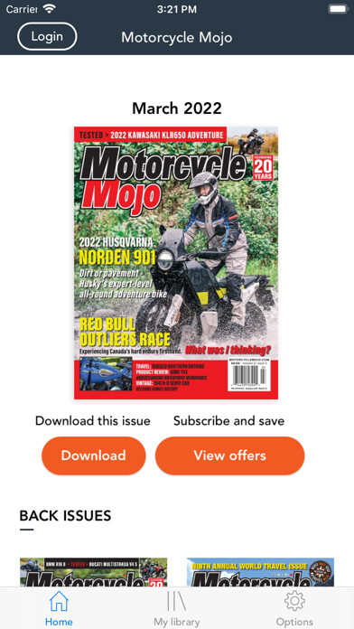 Emulate iPhone app Motorcycle Mojo Magazine using MyAndroid