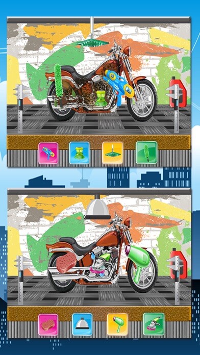 Emulate iPhone app Motorcycle Wash Salon Cleaning & Washing Simulator using MyAndroid