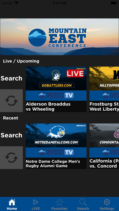 Emulate iPhone app Mountain East Conference using MyAndroid