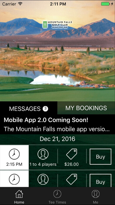 Emulate iPhone app Mountain Falls Golf Tee Times using MyAndroid