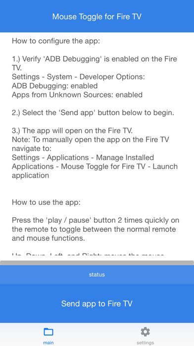 Emulate iPhone app Mouse Toggle for Fire TV using MyAndroid