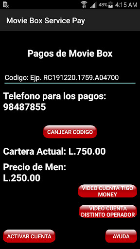 Run android online APK Movie Box Service Pay from MyAndroid or emulate Movie Box Service Pay using MyAndroid