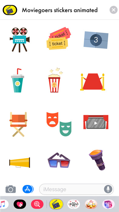 Emulate iPhone app Moviegoers Stickers-Animated using MyAndroid