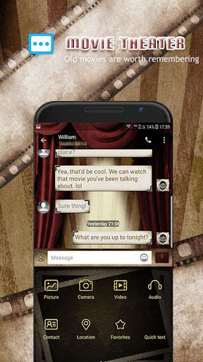 Run android online APK Movie theater skin for Next SMS from MyAndroid or emulate Movie theater skin for Next SMS using MyAndroid Run android online APK Movie theater skin for Next SMS from MyAndroid or emulate Movie theater skin for Next SMS using MyAndroid