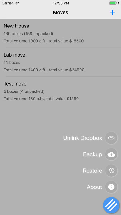 Emulate iPhone app Moving Organizer Pro using MyAndroid