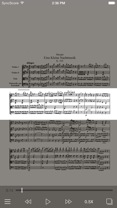 Emulate iPhone app Mozart Eine kleine Nachtmusik using MyAndroid