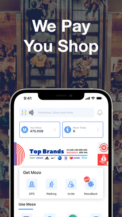 Emulate iPhone app Mozo - We Pay, You Shop using MyAndroid