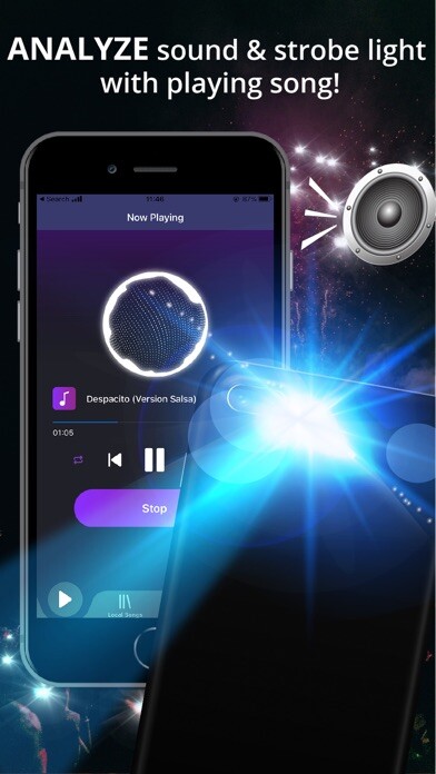 Emulate iPhone app MP3 Flash - Music Strobe Light using MyAndroid