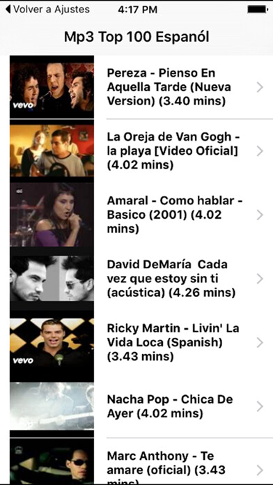 Emulate iPhone app Mp3 Top 100 Español using MyAndroid Emulate iPhone app Mp3 Top 100 Español using MyAndroid