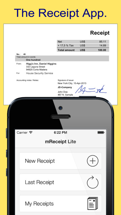 Emulate iPhone app mReceipt Lite - The Receipt App using MyAndroid Emulate iPhone app mReceipt Lite - The Receipt App using MyAndroid