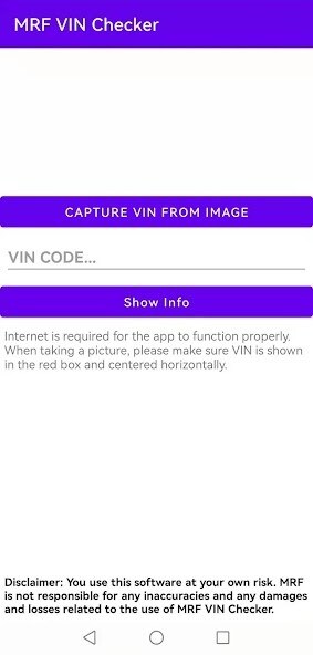 Emulate iPhone app MRF Vin Checker using MyAndroid