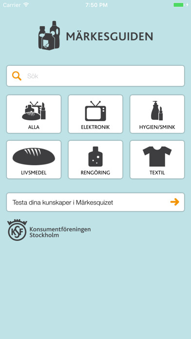 Emulate iPhone app Märkesguiden using MyAndroid