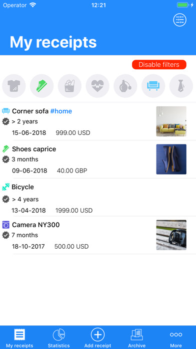 Emulate iPhone app MrReceipt using MyAndroid