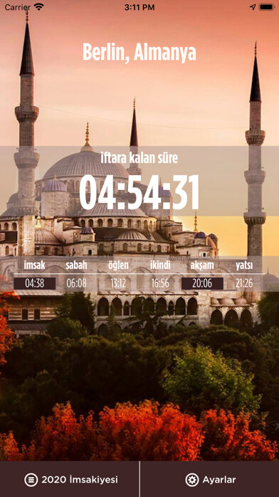 Emulate iPhone app İmsakiye 2021 İftar vakitleri using MyAndroid