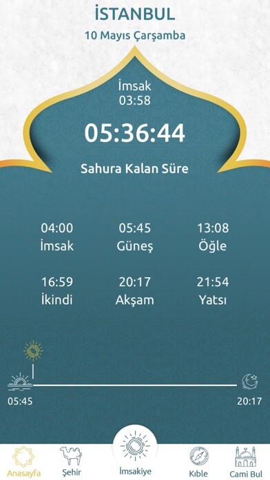 Emulate iPhone app İmsakiye - Dünya using MyAndroid