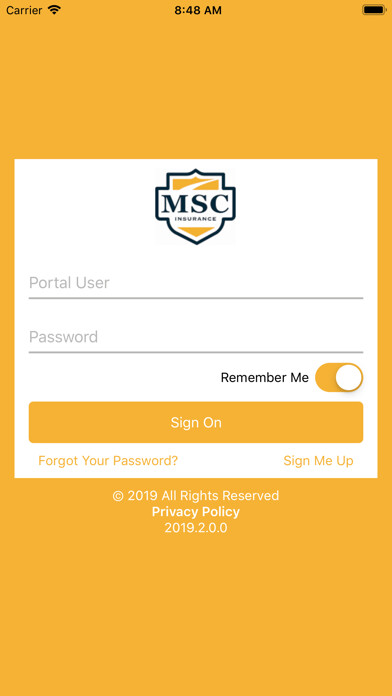 Emulate iPhone app MSC Insurance Agency Online using MyAndroid