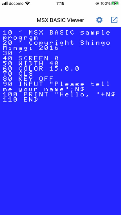 Emulate iPhone app MSX BASIC Viewer using MyAndroid Emulate iPhone app MSX BASIC Viewer using MyAndroid