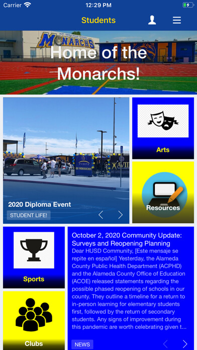 Emulate iPhone app Mt. Eden High School using MyAndroid