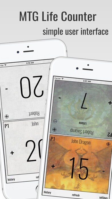 Emulate iPhone app MTG Life Counter with history using MyAndroid