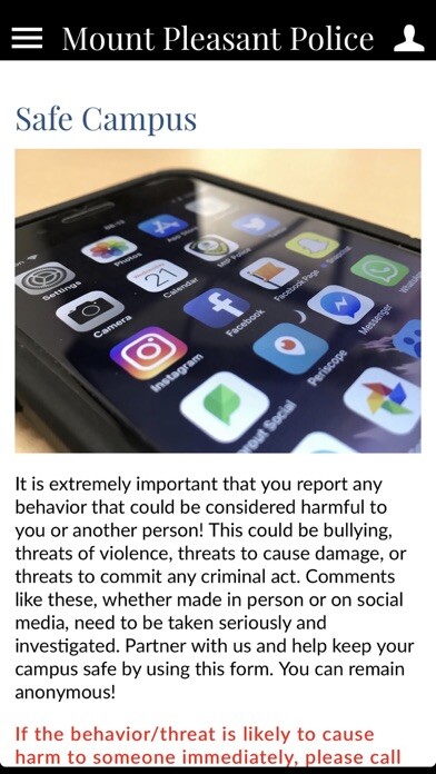 Emulate iPhone app Mt Pleasant, SC Police Dept using MyAndroid
