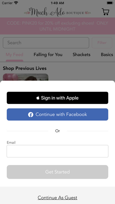 Emulate iPhone app Much Ado Boutique using MyAndroid