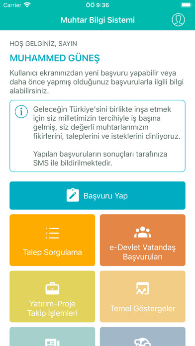 Emulate iPhone app Muhtar Bilgi Sistemi using MyAndroid