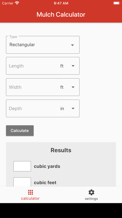 Emulate iPhone app Mulch Calculator Plus using MyAndroid Emulate iPhone app Mulch Calculator Plus using MyAndroid