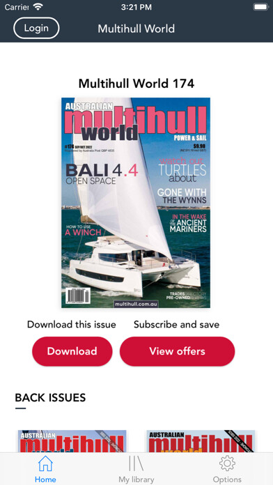 Emulate iPhone app Multihull World Magazine using MyAndroid