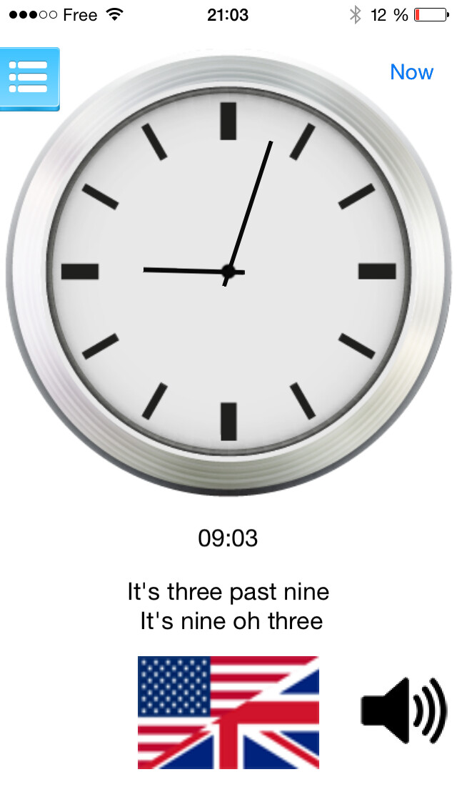 Emulate iPhone app Multilingual speaking clock - free version using MyAndroid Emulate iPhone app Multilingual speaking clock - free version using MyAndroid