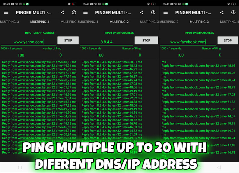Run android online APK MULTI PING - Pinging To The Next Level from MyAndroid or emulate MULTI PING - Pinging To The Next Level using MyAndroid