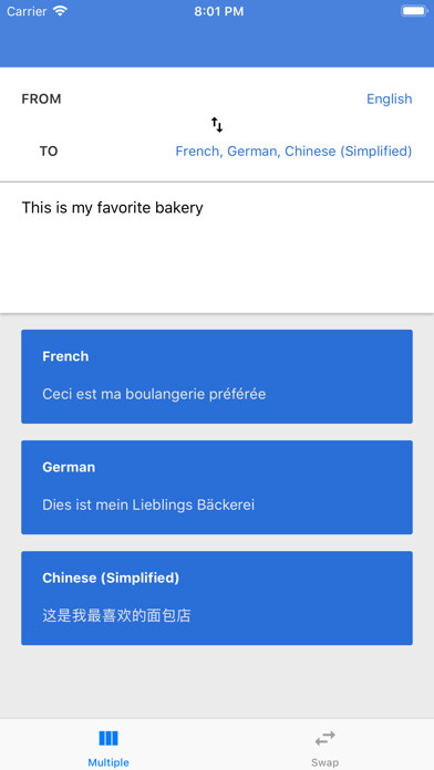 Emulate iPhone app Multiple Translator using MyAndroid