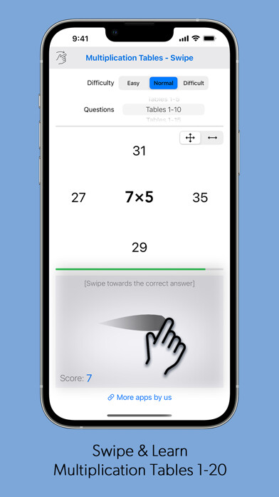 Emulate iPhone app Multiplication Tables - Swipe using MyAndroid Emulate iPhone app Multiplication Tables - Swipe using MyAndroid