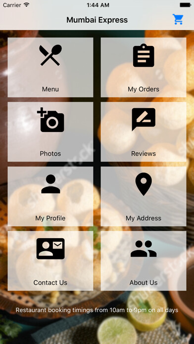 Emulate iPhone app Mumbai Express Restaurant using MyAndroid