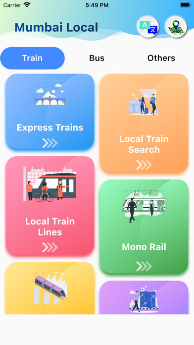 Emulate iPhone app Mumbai Local Train & Bus Route using MyAndroid