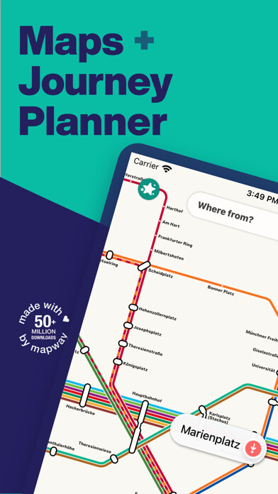 Emulate iPhone app Munich Metro - map & route using MyAndroid Emulate iPhone app Munich Metro - map & route using MyAndroid