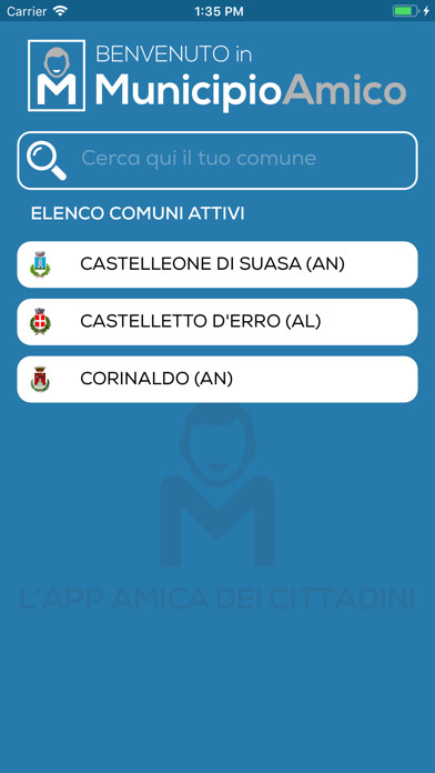 Emulate iPhone app MunicipioAmico using MyAndroid
