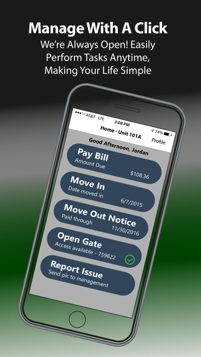 Emulate iPhone app Murfreesboro Storage using MyAndroid