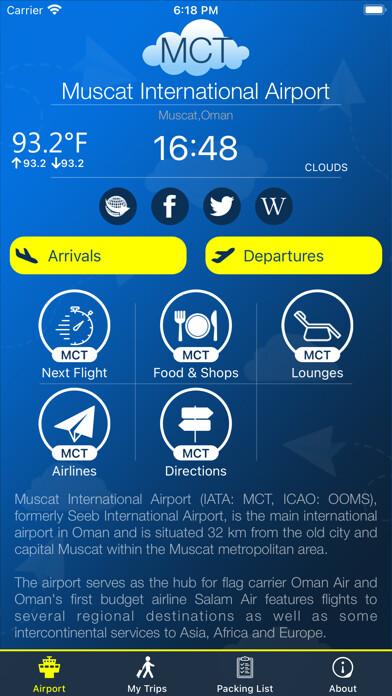Emulate iPhone app Muscat Airport MCT Info +Radar using MyAndroid Emulate iPhone app Muscat Airport MCT Info +Radar using MyAndroid