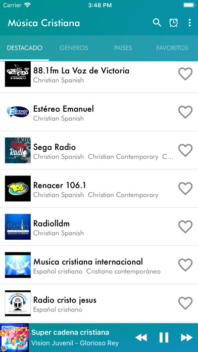 Emulate iPhone app Musica Cristiana Radio using MyAndroid