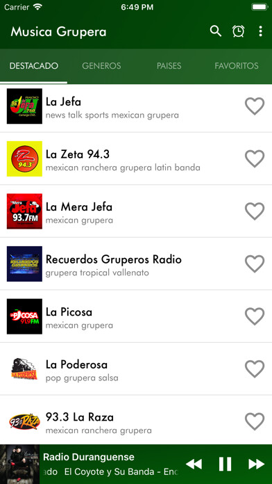 Emulate iPhone app Musica Grupera Radios using MyAndroid