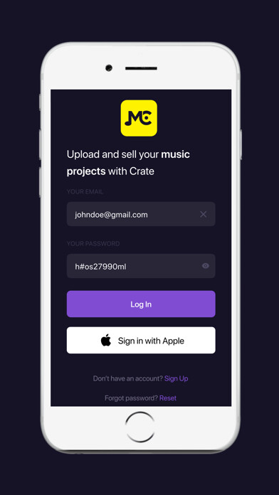 Emulate iPhone app Music Crate: Discover Music using MyAndroid