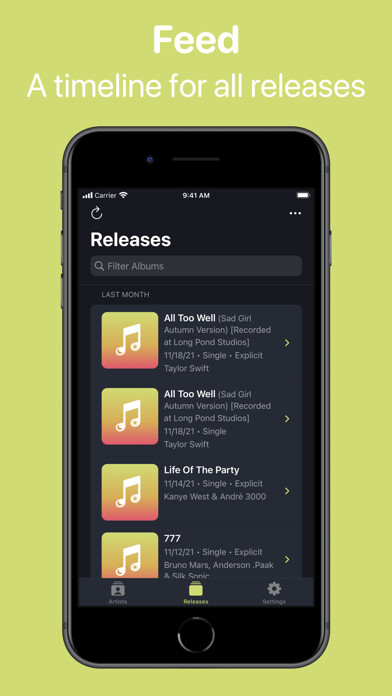Emulate iPhone app MusicDay - Music Notifications using MyAndroid
