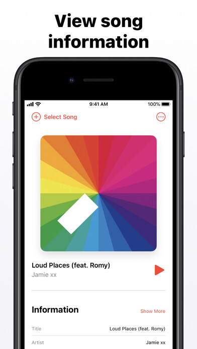 Emulate iPhone app Music Info — Song Metadata using MyAndroid