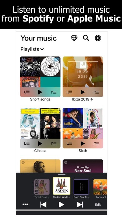 Emulate iPhone app Music Player Unlimited · using MyAndroid