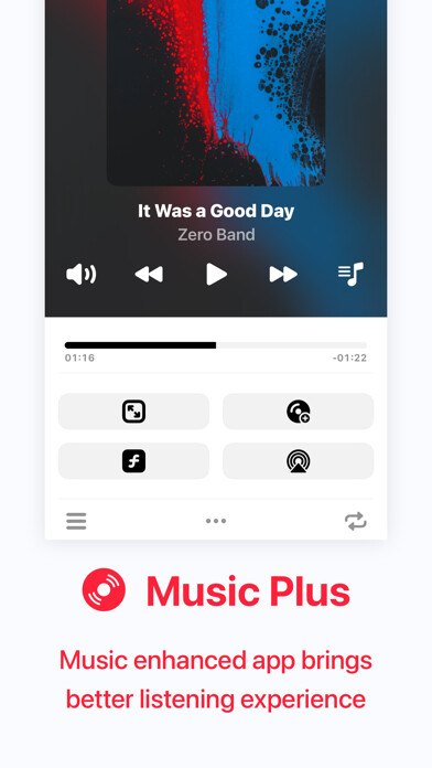 Emulate iPhone app Music Plus - Landscape Player using MyAndroid