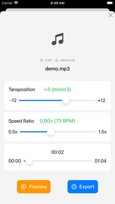 Emulate iPhone app Music Transpose - Key Changer using MyAndroid Emulate iPhone app Music Transpose - Key Changer using MyAndroid