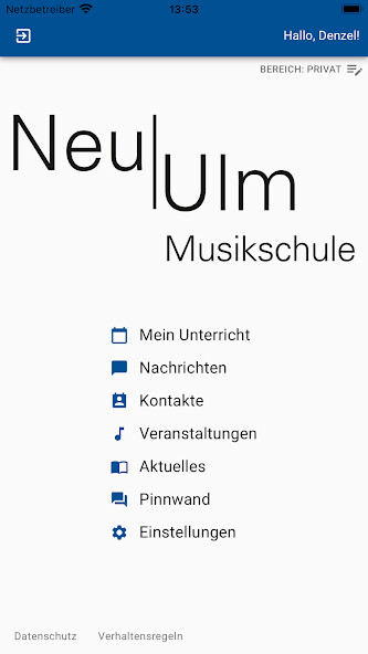 Emulate iPhone app Musikschule Neu-Ulm using MyAndroid
