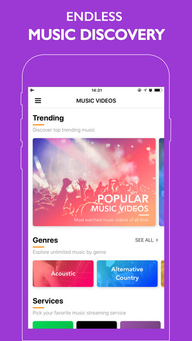 Emulate iPhone app Musinow - Music Videos OPlayer using MyAndroid