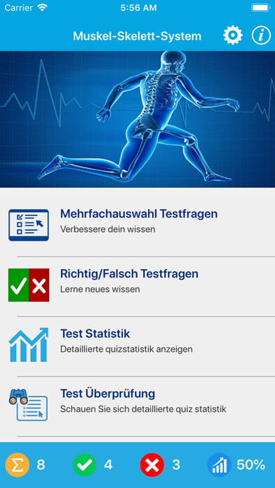 Emulate iPhone app Muskel-Skelett-System Quiz using MyAndroid